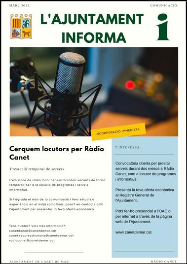 Cartell locutors ràdio canet