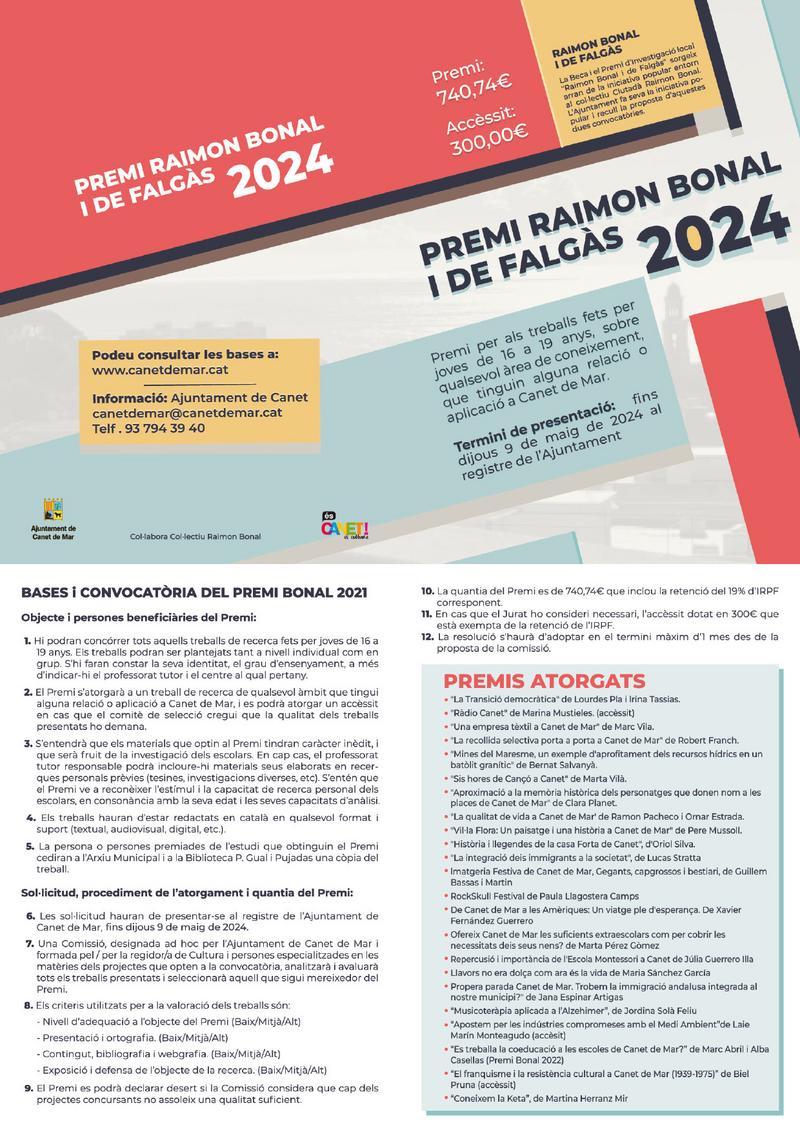 Premi Raimon Bonal 2024 cartell