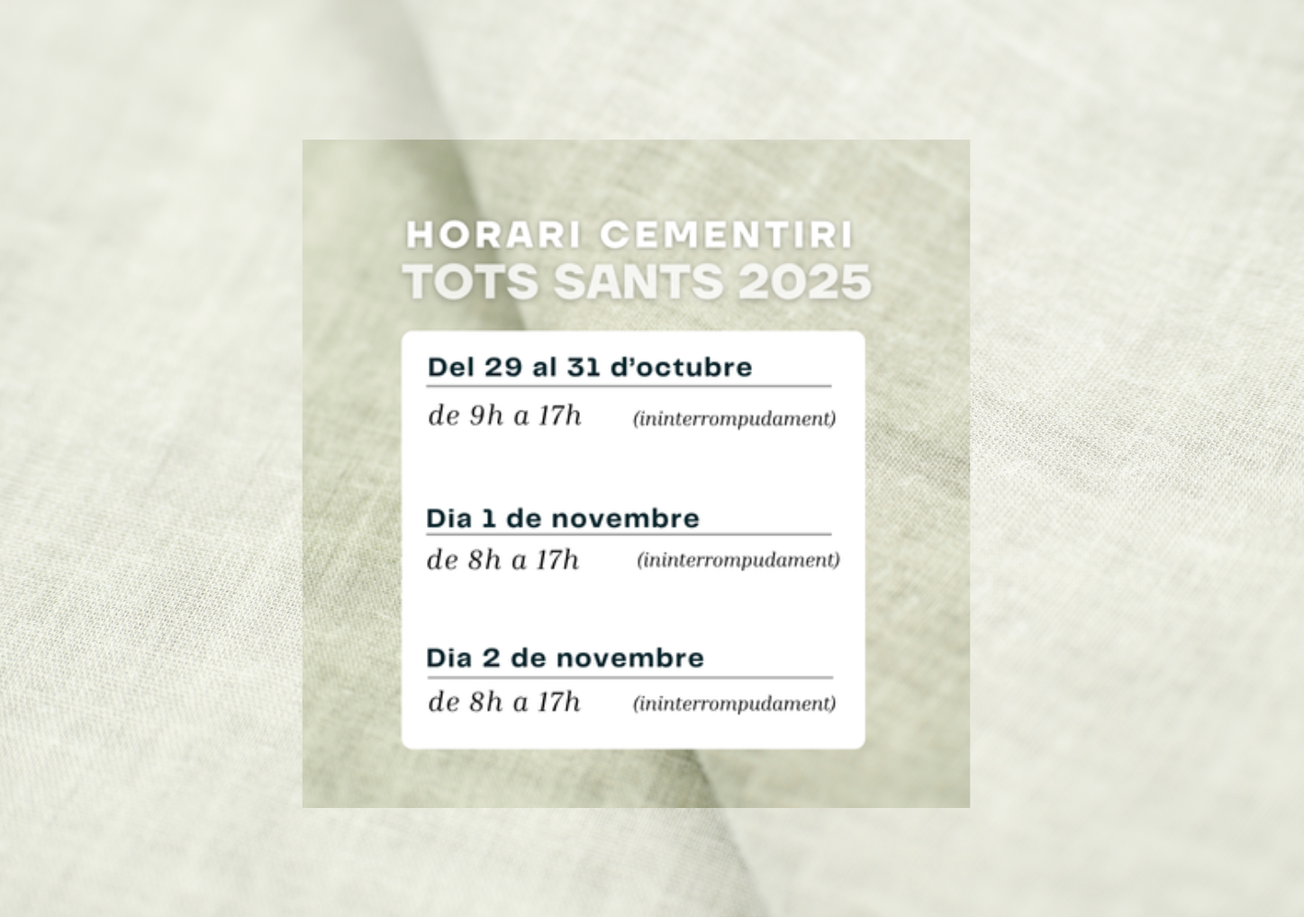 horari cementiri Tots Sants