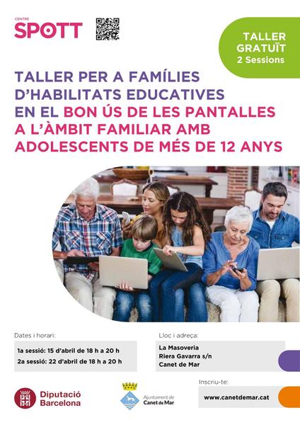 Cartell taller famílies ús de pantalles