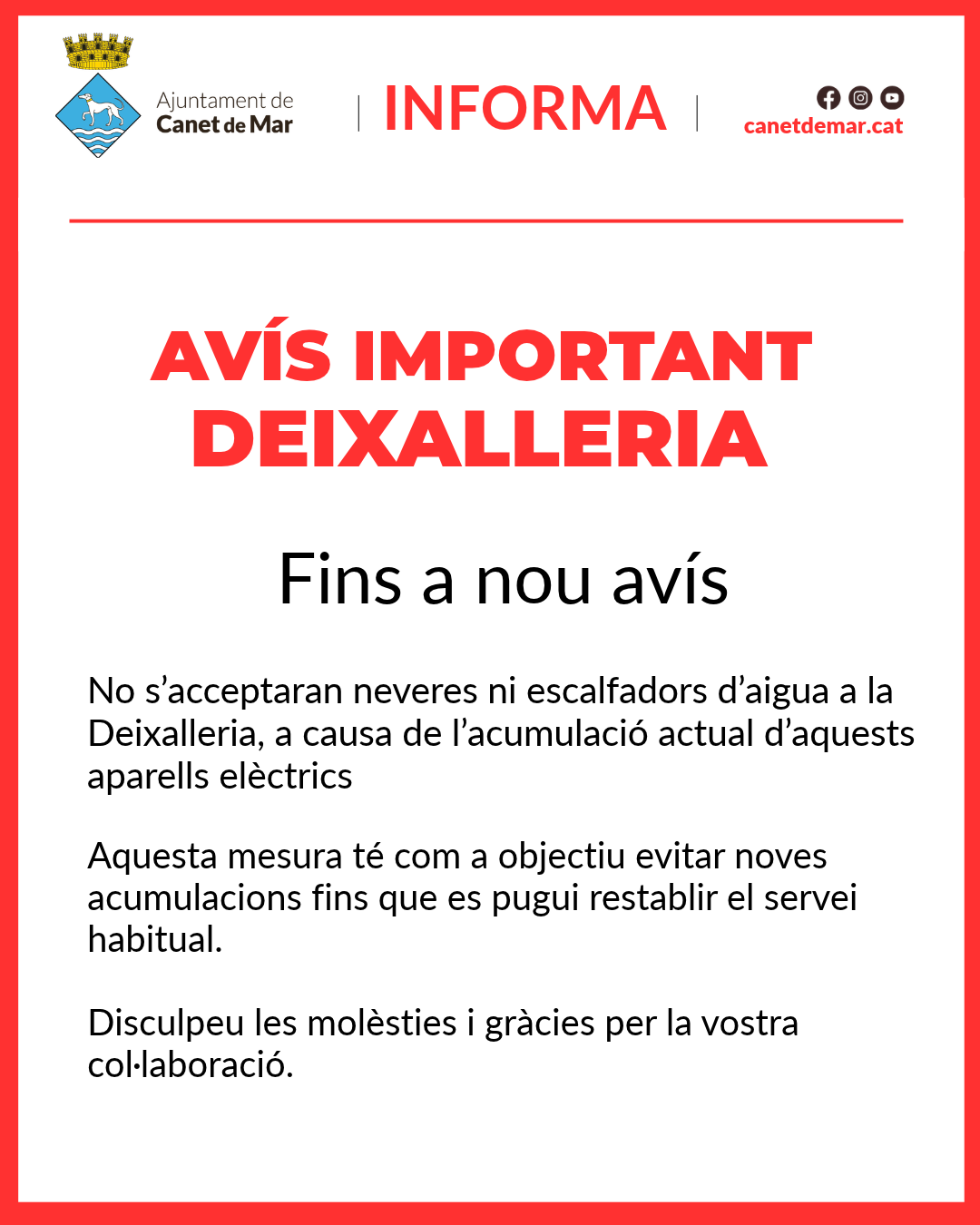 Av&iacute;s Deixalleria - neveres