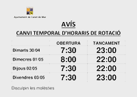 Horaris aparcament - TEMPORAL