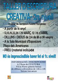 Cartell Taller d'escriptura creativa 2n nivell