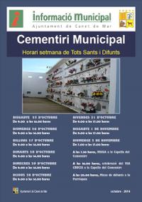 Cartell horari cementiri tots sants - 2014