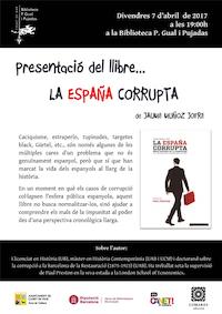 Cartell presentació de llibre: España corrupta - abril 2017
