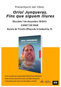 Cartell presentació del llibre d'Oriol Junqueras - desembre 2018