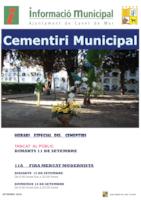 Cartell horari cementiri - setembre 2018