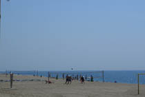 vista de la platja amb bandera blava