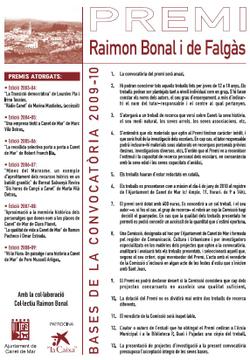 Cartell premi Raimon Bonal 2010 Cartell premi Raimon Bonal 2010