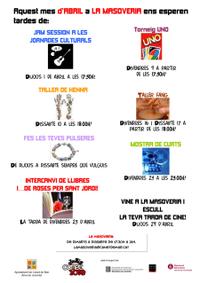 Cartell activitats abril a la Masoveria