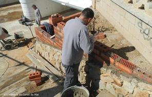 Brigada construint jardineres passos