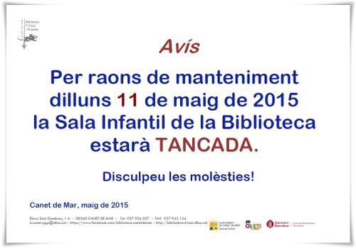 Tancada Sala infantil per manteniment