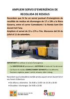 Cartell ampliació servei d'emergència recollida residus