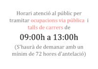 PL Nou horari tramitar ocupació via pública