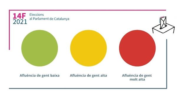 afluència de gent col·legis electorals per colors llegenda