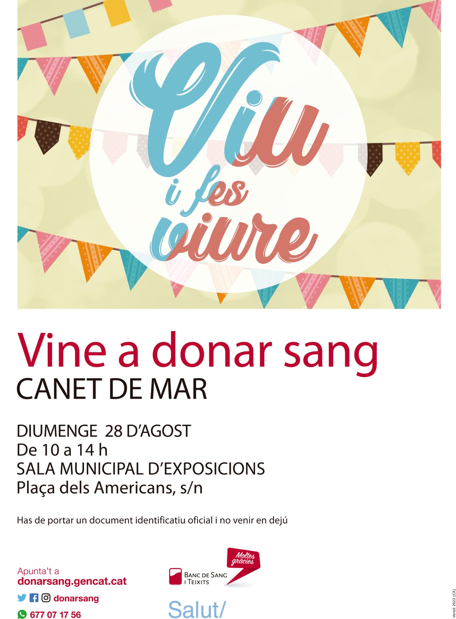 Viu i fes viure cartell donació sang 280822