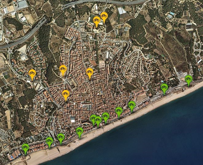 mapa aprcaments bicis canet