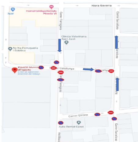 mapa talls carrers eleccions 14F