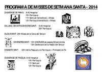 Programa de misses - Setmana Santa - 2014