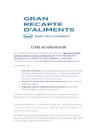 Crida voluntaris Gran recapte d'aliments