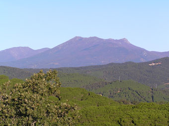 Des dels boscos de Pedracastell es veu el Montseny